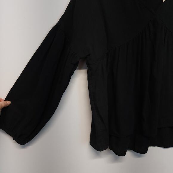 Madewell Pleated Monterey Top Size S Black Lightweight Knit Flowy 100% Cotton - Picture 10 of 16